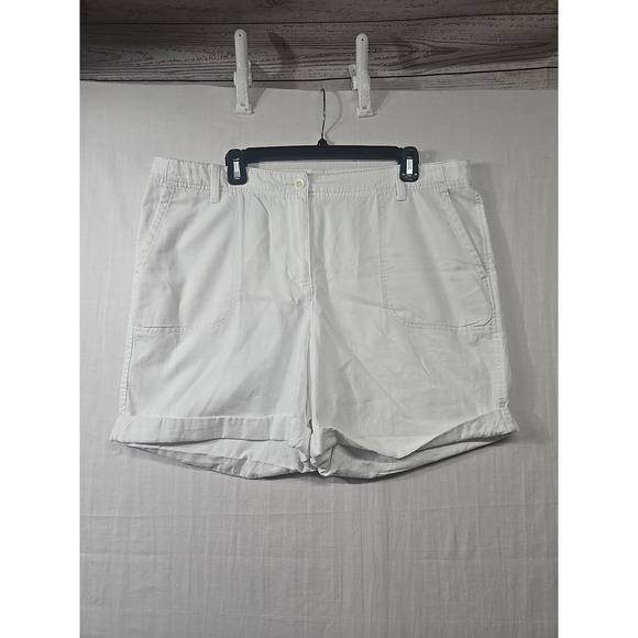 Talbots Pants - Talbots White Linen Blend Shorts Womens 16 Rolled Cuff Stretch Beach Causal